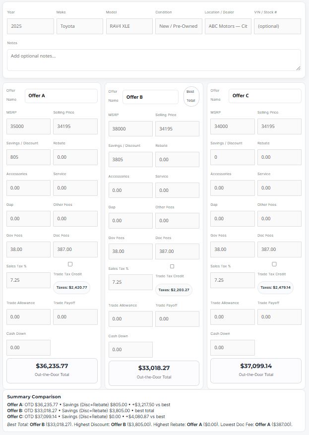 autoshopping IQ Car Deal Comparison