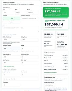 autoshoppingIQ Out the door calculator